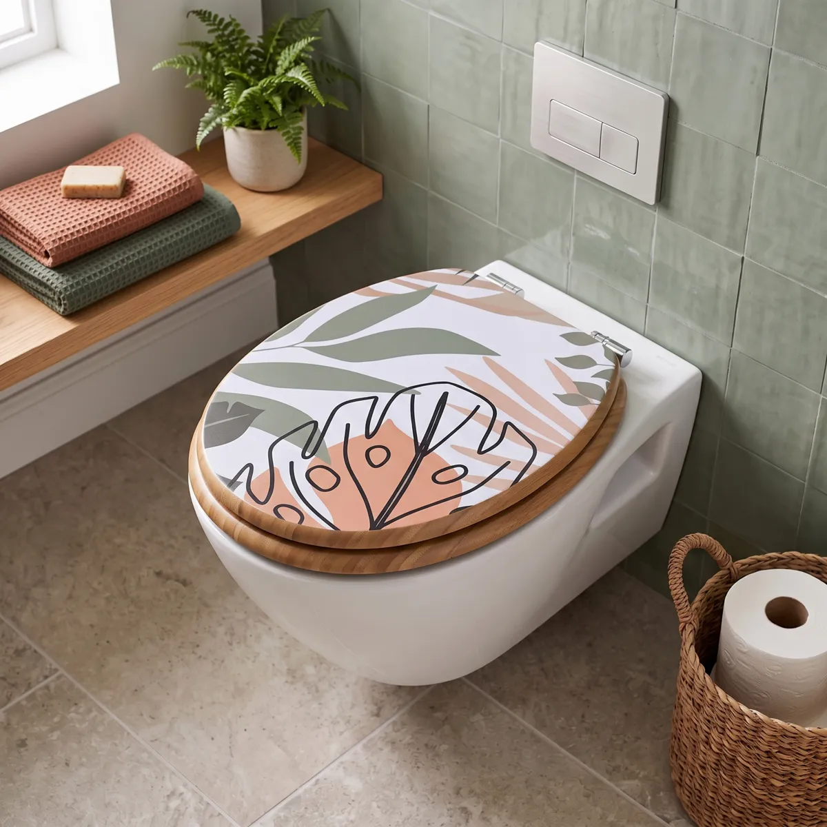 Copriwater in legno Bengali Multicolore 18 pollici