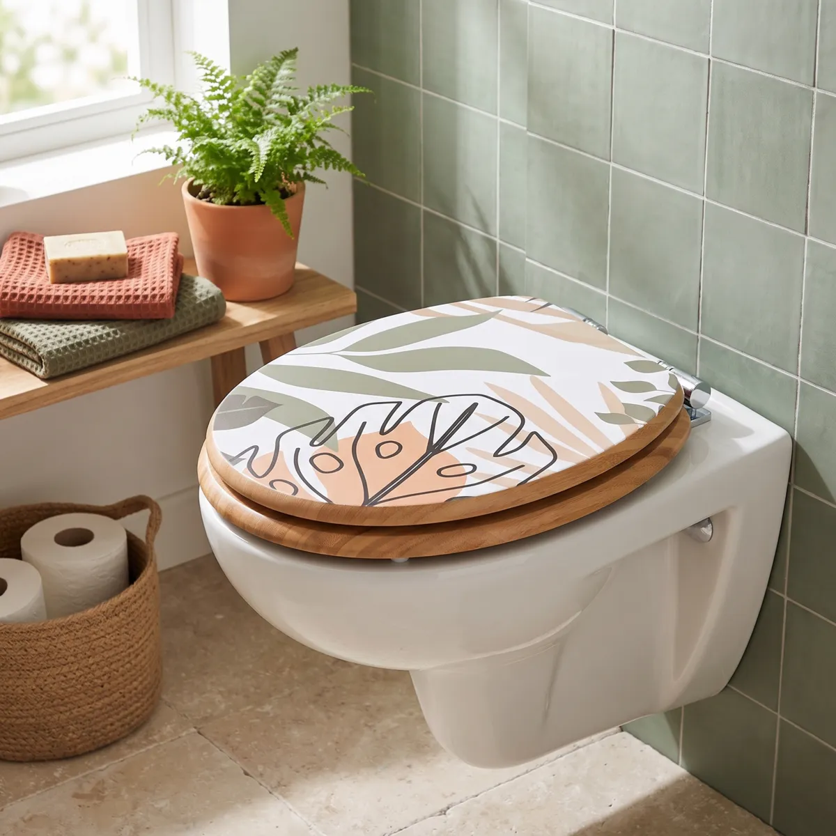 Copriwater in legno Bengali Multicolore 18 pollici