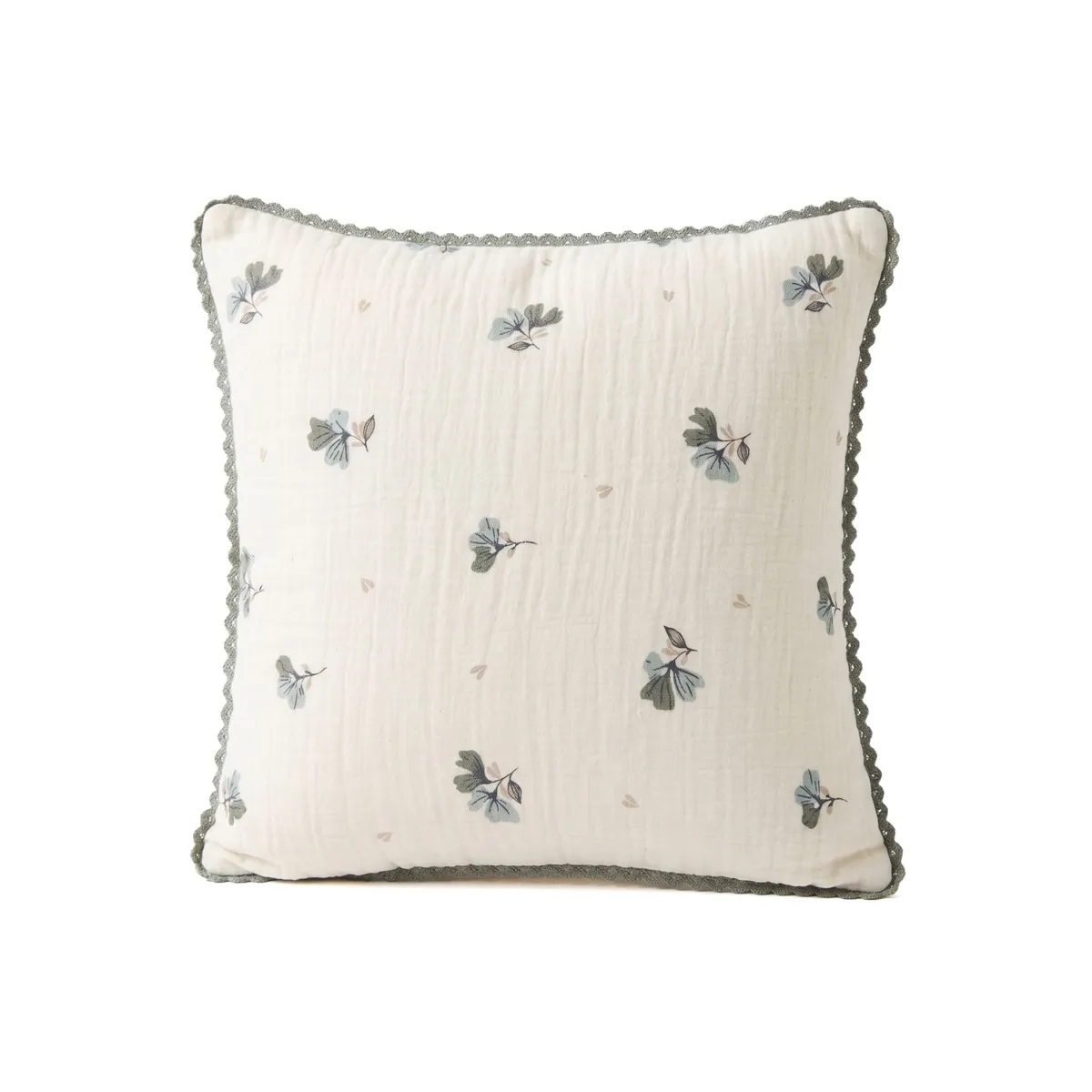 EM - Coussin déhoussable avec croquet 45 x 45 cm Gaze de coton imprimée GAIA ASTREE