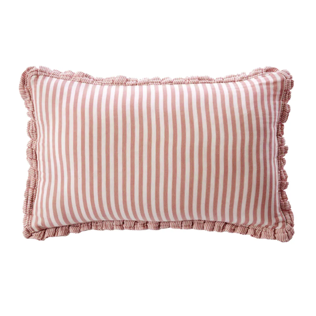 Cuscino rettangolare in garza di cotone (40 x 60 cm) Gaïa a righe Albicocca