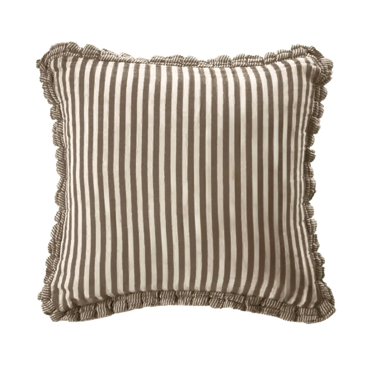 Cuscino quadrato garza di cotone (45 x 45 cm) Gaïa righe Marrone