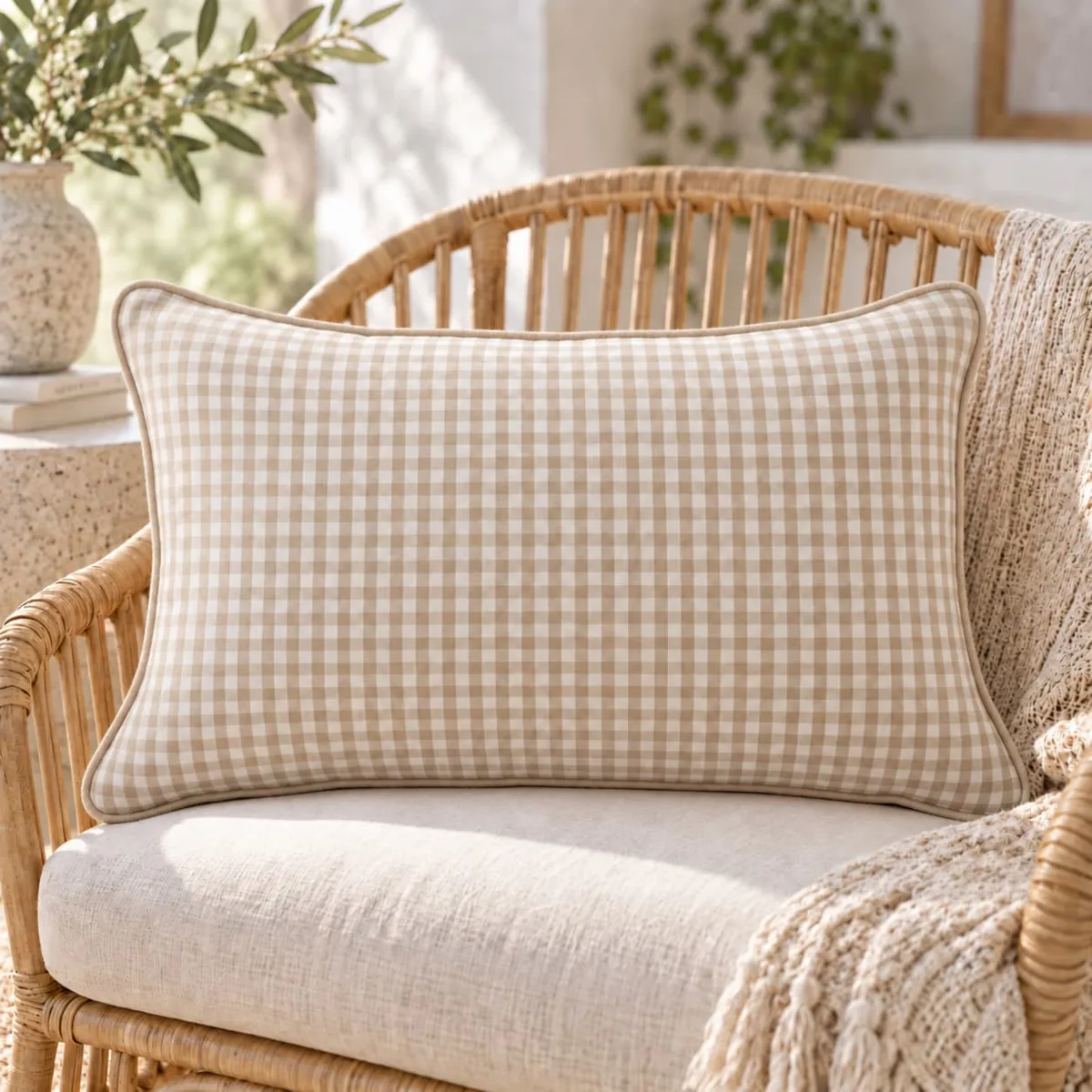 Cuscino rettangolare in garza di cotone (40 x 60 cm) Gaïa vichy Corda