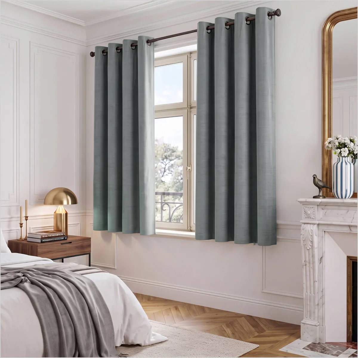 Tenda in velluto martellato (140 x 180 cm) Maela Grigio blu