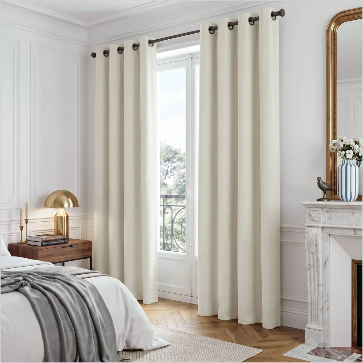 Tenda in velluto goffrato (140 x 280 cm) Maela Beige