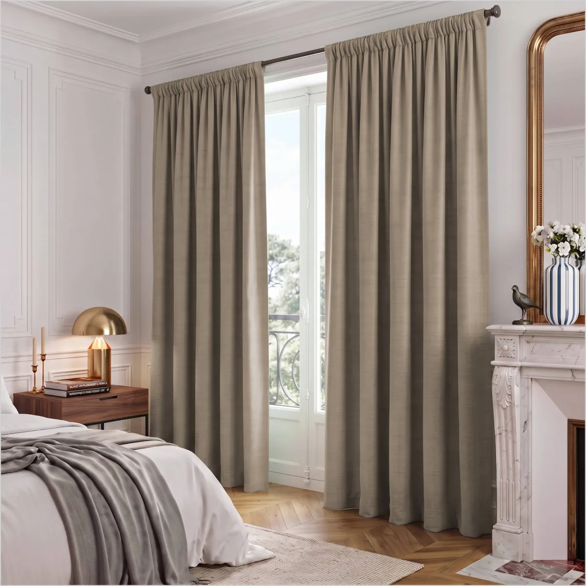 Tenda in velluto goffrato con passanti nascosti (180 x 260 cm) Maela Tortora