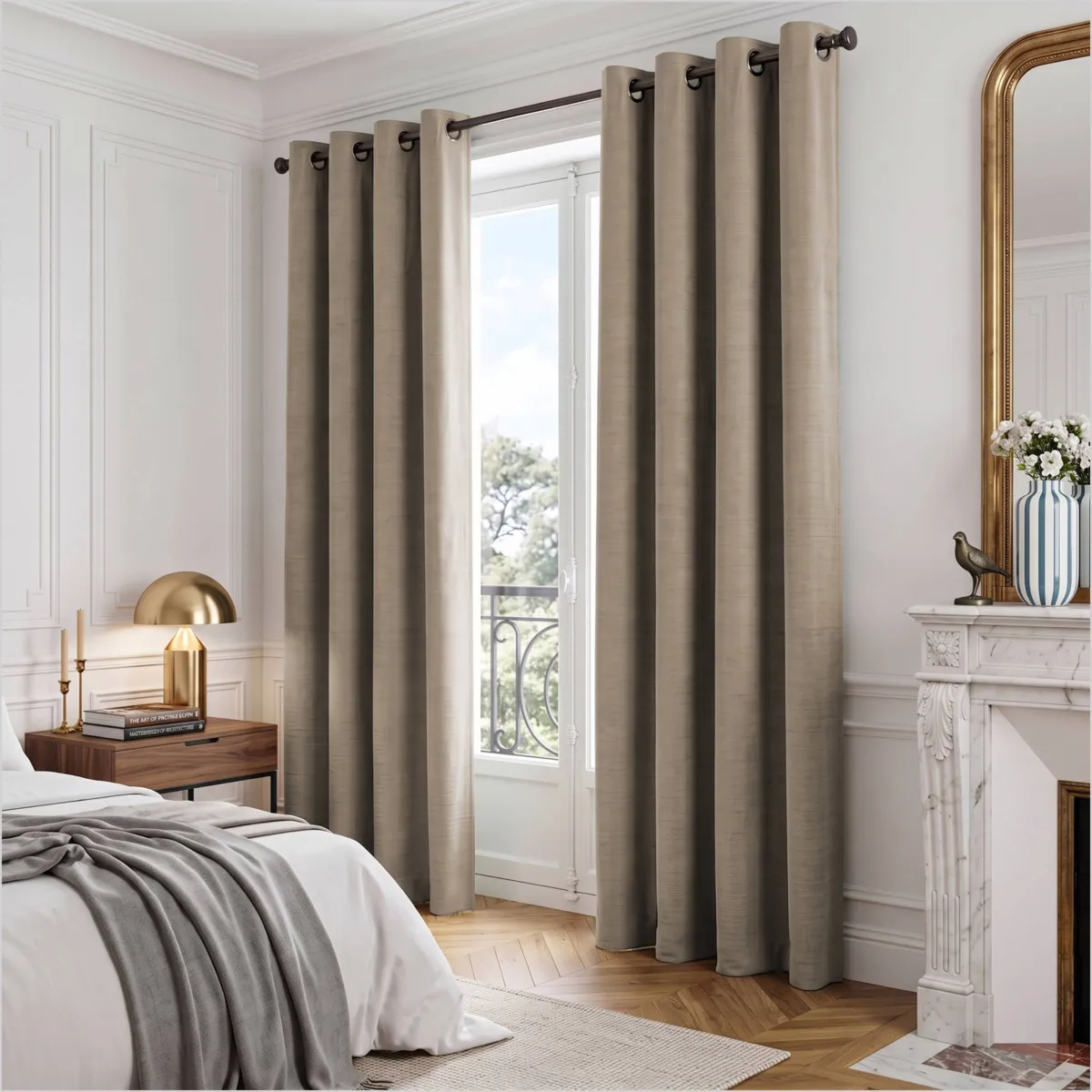 Tenda in velluto goffrato (140 x 240 cm) Maela Tortora
