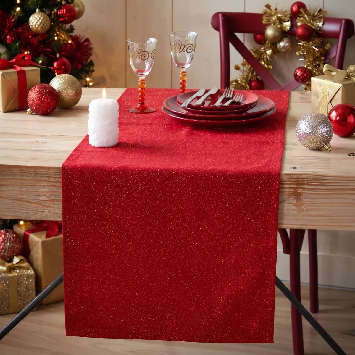 Runner da tavola (140 cm) Elegancia Rosso
