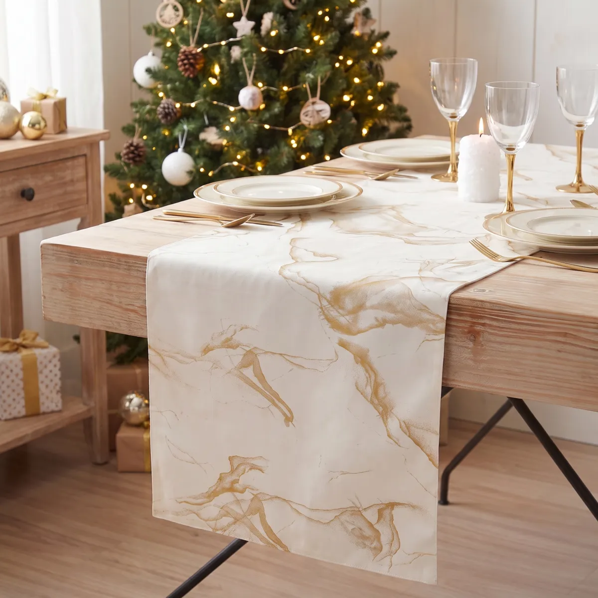 Tovaglia da tavolo (300 x 28 cm) Marmo Bianco