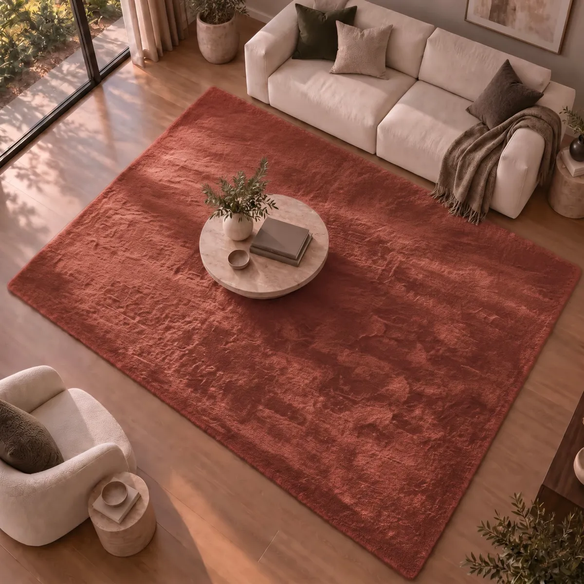 Tappeto rettangolare in ecopelliccia (200 x 300 cm) Finn Terracotta