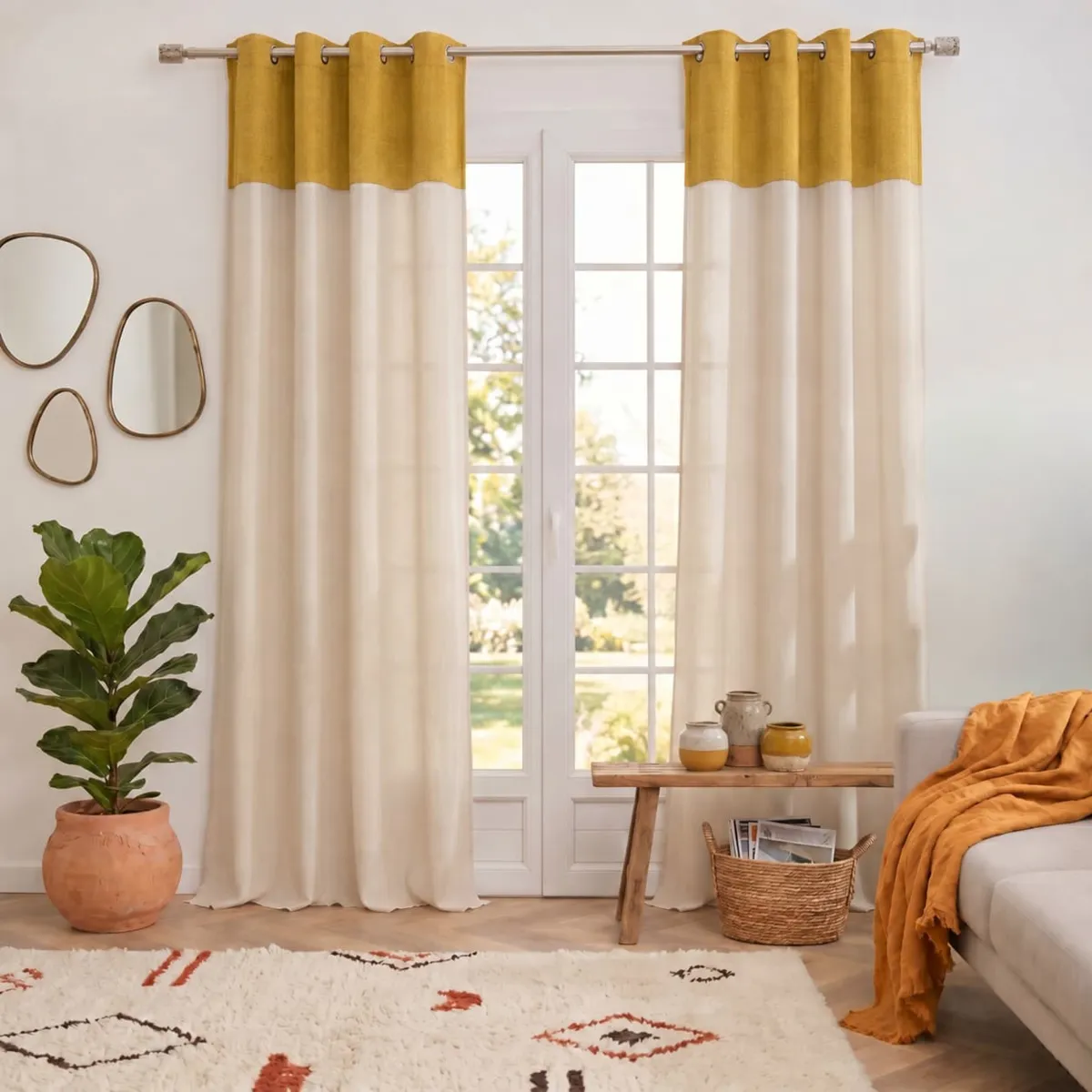 Tenda in bouclé (140 x 280 cm) Ava Giallo ocra