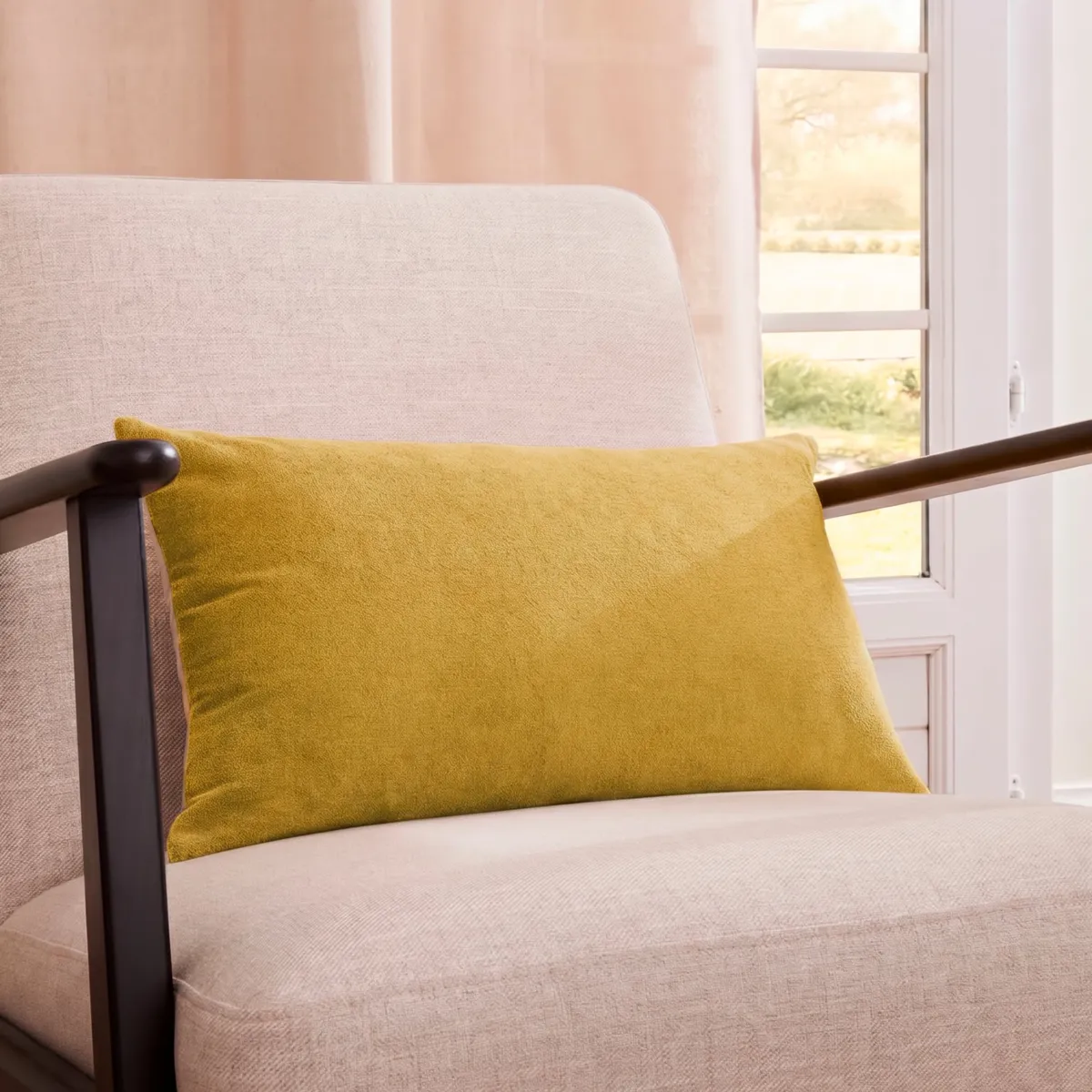 Cuscino rettangolare in bouclé (30 x 50 cm) Ava Giallo ocra