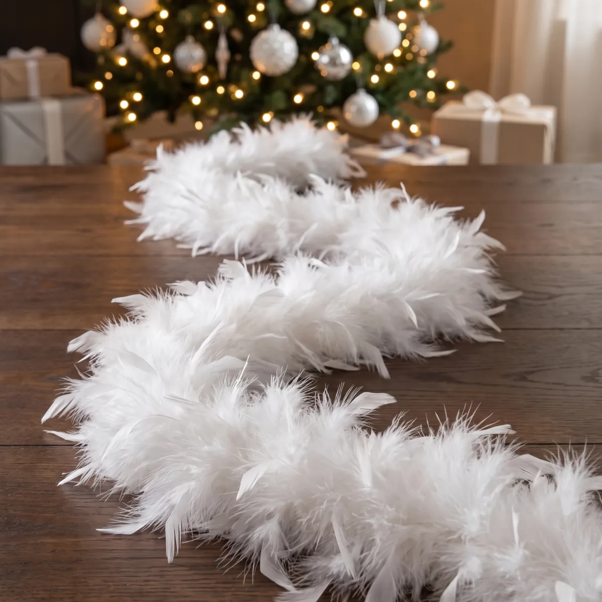 Guirlande Boa en plumes (184 cm) Douceur Blanc