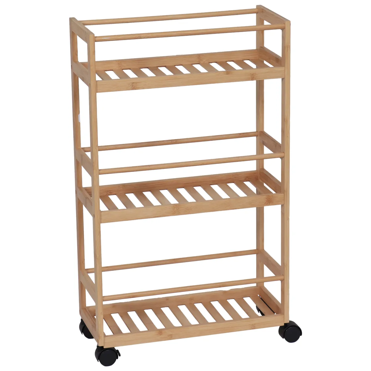 Desserte à roulettes 3 niveaux bambou (H75 cm) Japandi Naturel