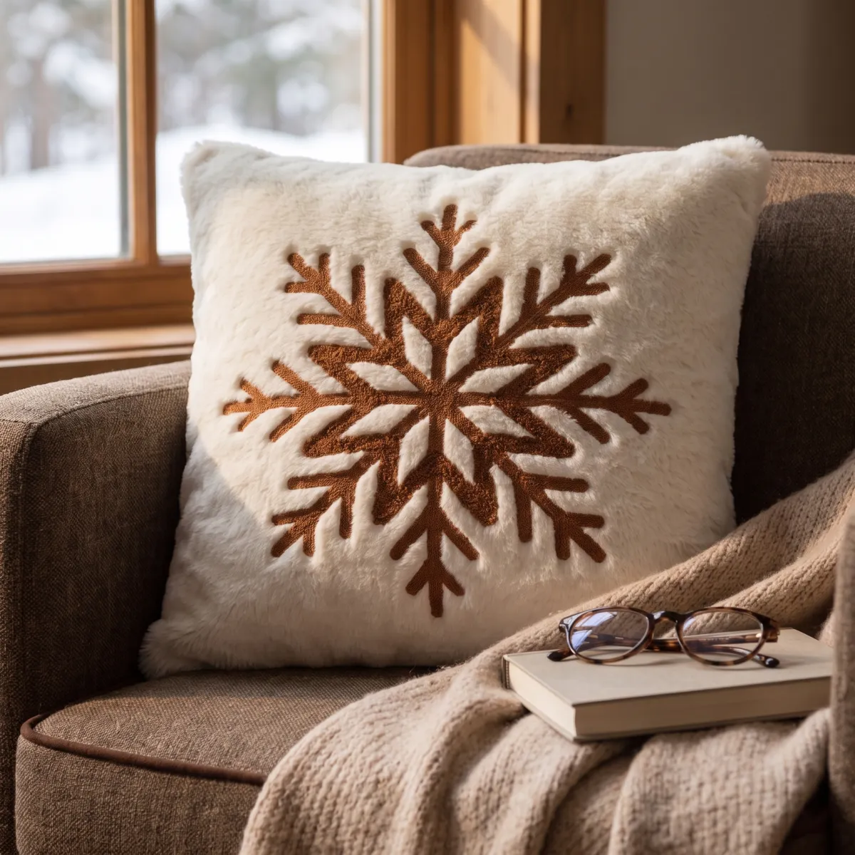 Coussin carré fausse fourrure (45 x 45 cm) Wildforest Marron