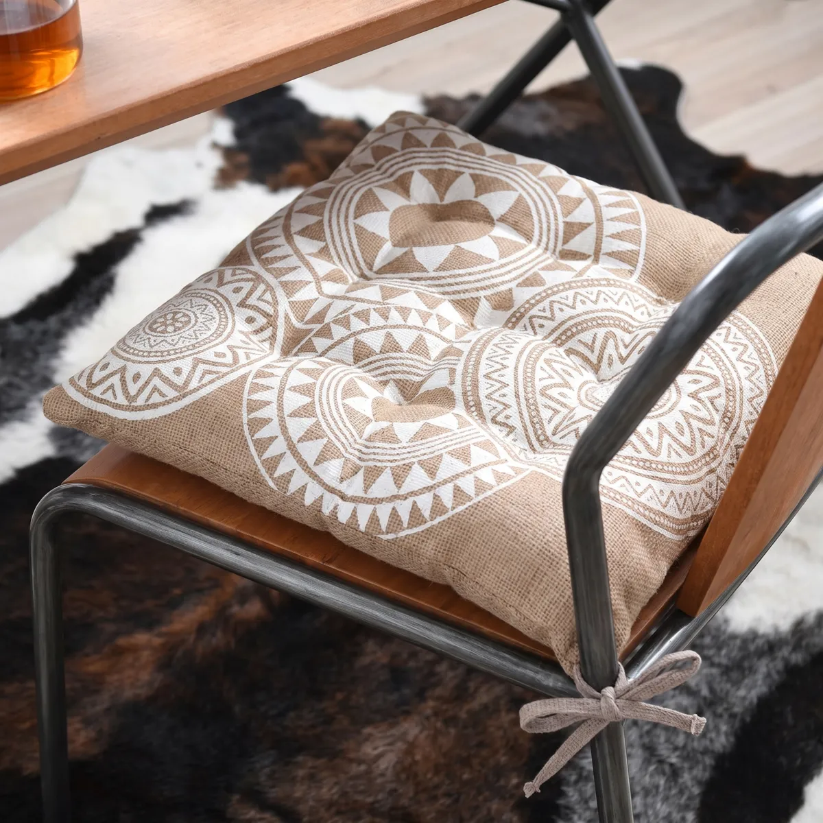 Coussin de chaise carré coton (40 x 40 cm) Mekong Beige