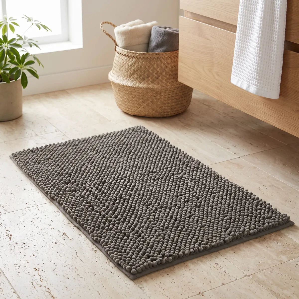 Tappetto da bagno microfibra (50 x 80 cm) Grigio