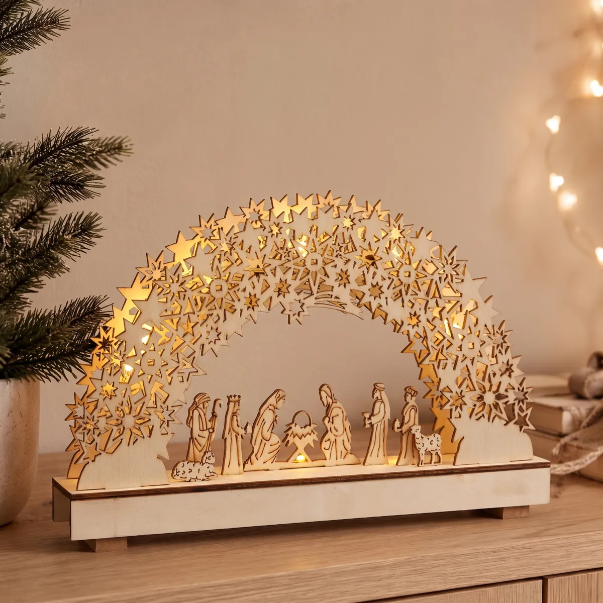 Komplette Weihnachtskrippe beleuchtet Sainte - Amélie