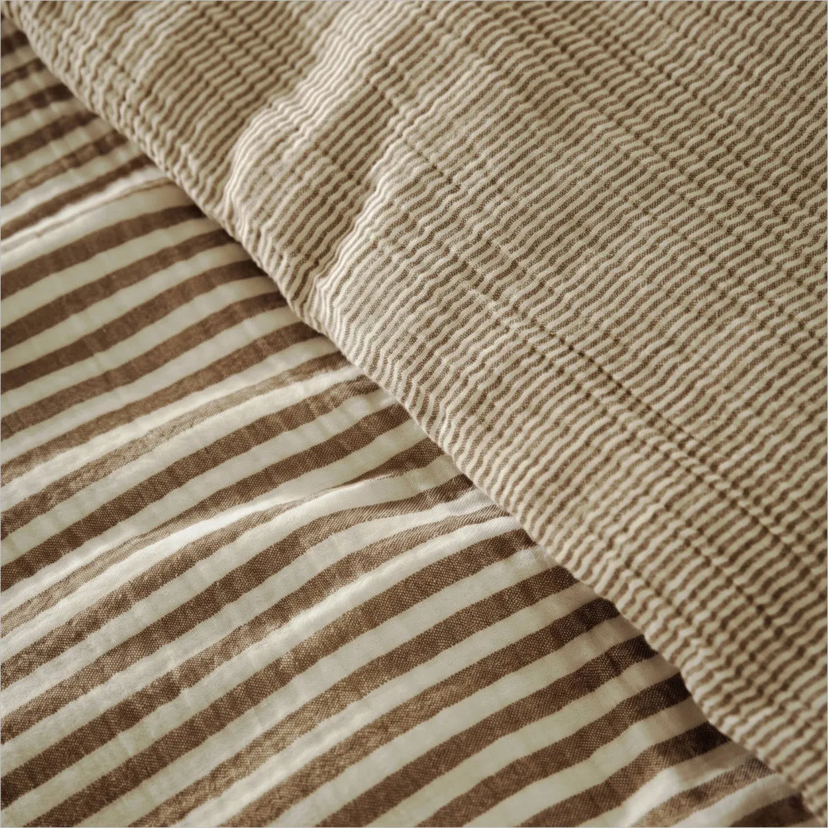 Funda nórdica de gasa de algodón (260 x 240 cm) Gaïa rayas Marrón