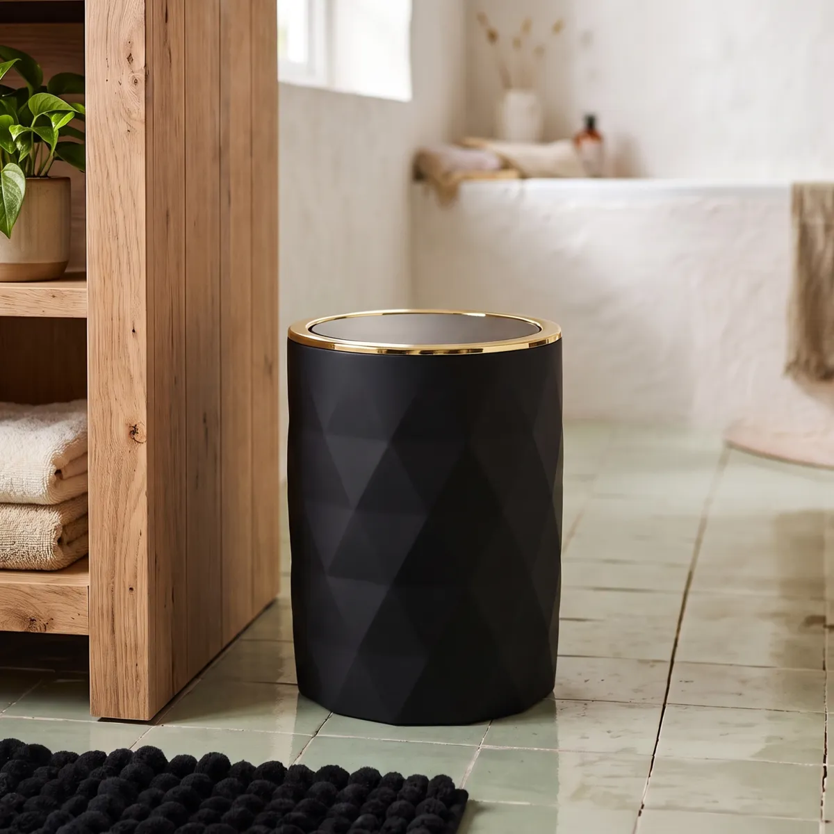 Poubelle salle de bain 6L Rubby Noir