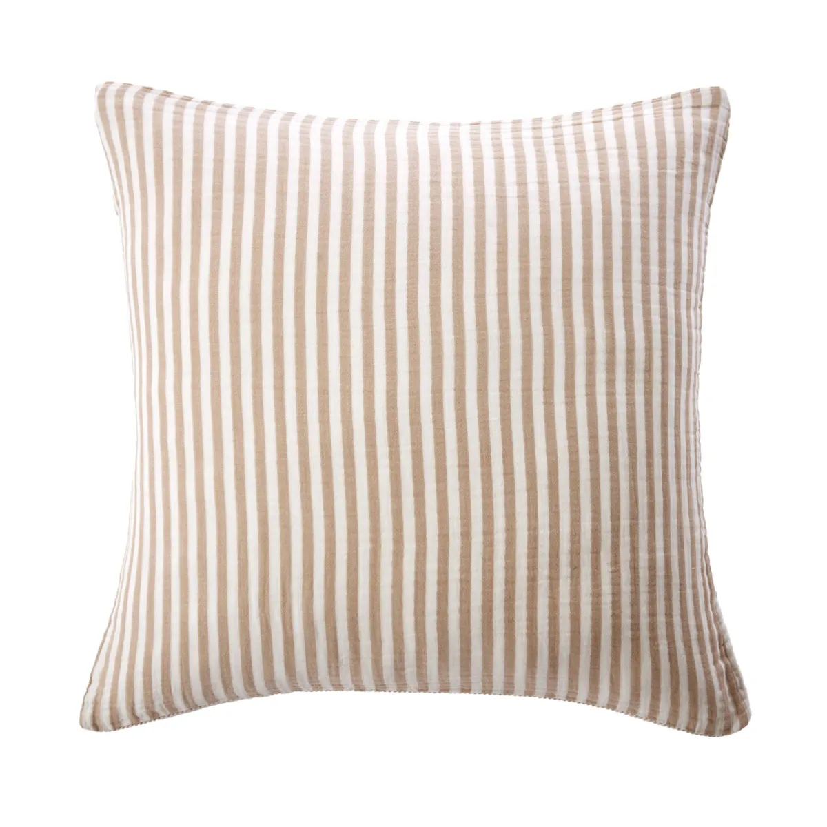 Taie d'oreiller Carrée gaze de coton (80 x 80 cm) Gaïa rayures Ficelle