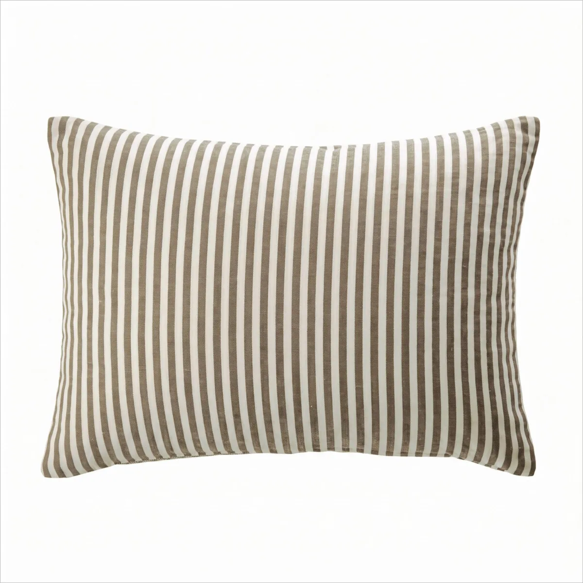 Rechteckiger Kissenbezug Baumwoll-Musselin (50 x 80 cm) Gaïa Streifen Braun