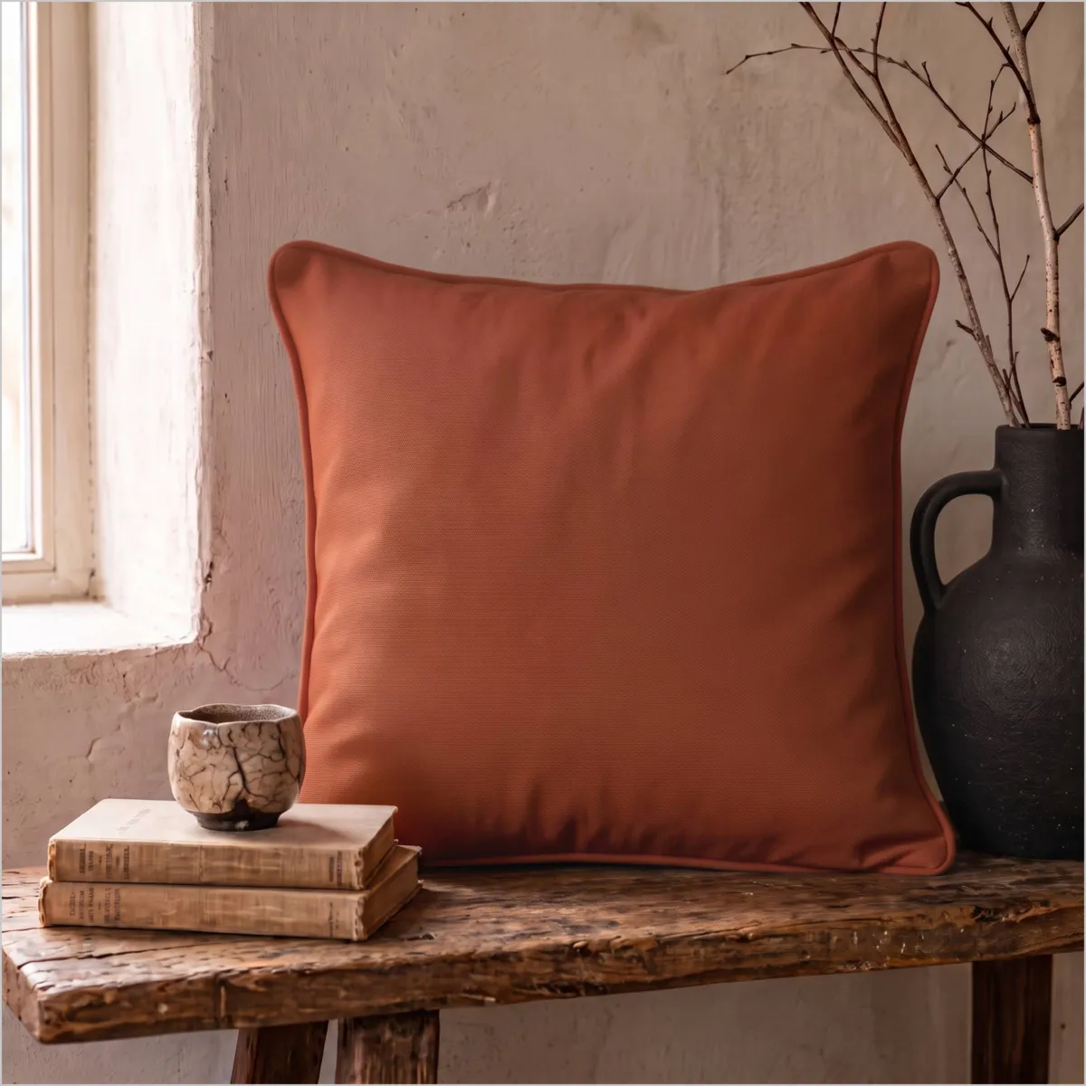 Coussin carré coton (60 x 60 cm) Pixel Terracotta