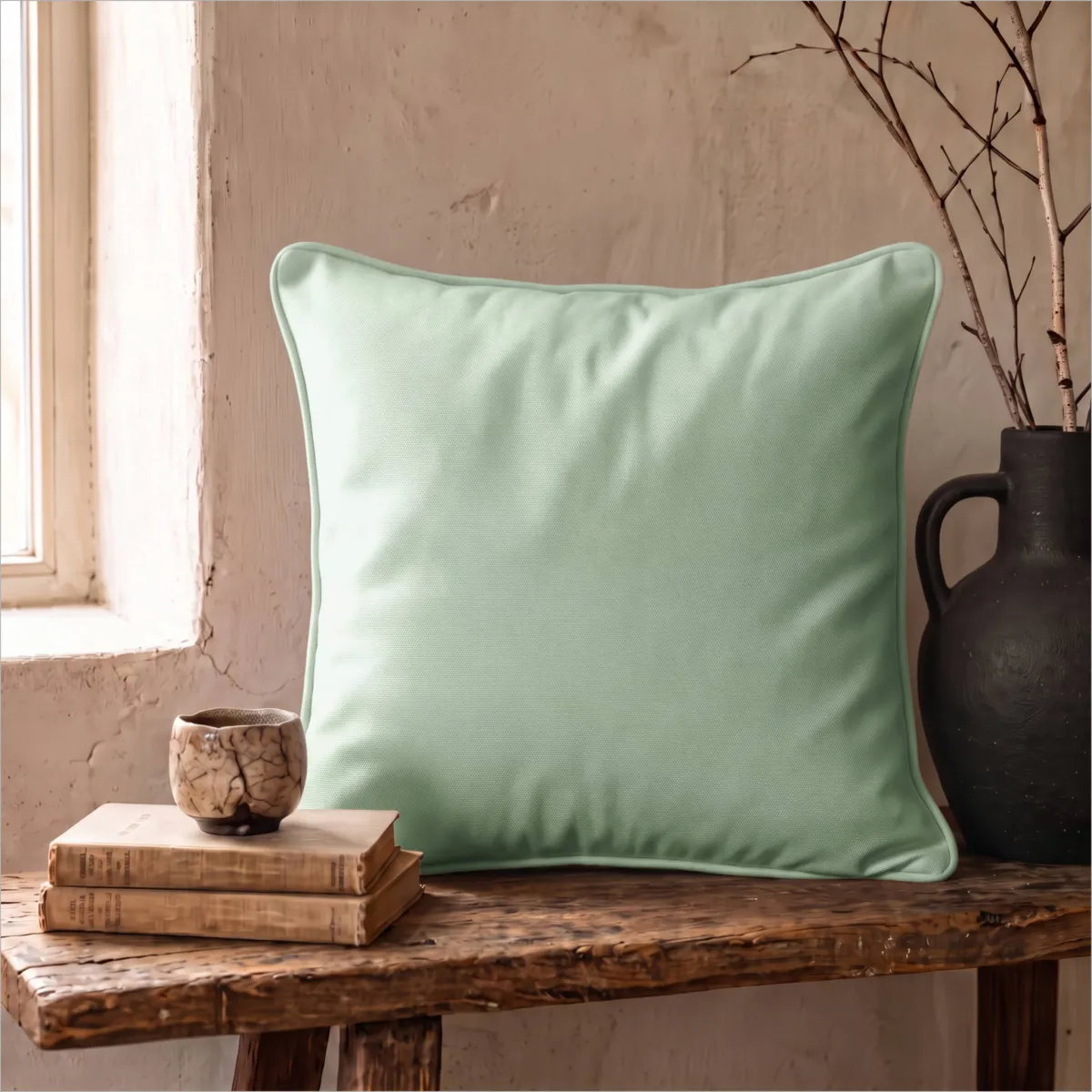 Coussin carré coton (60 x 60 cm) Pixel Vert menthe