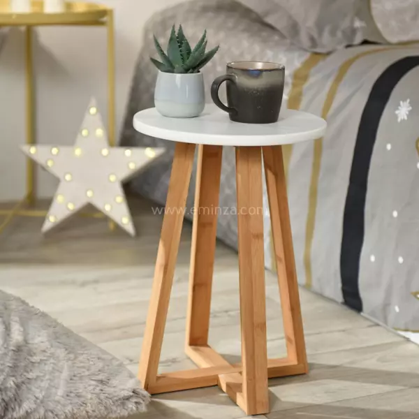 Tabouret plateau (H43 cm) Bambou Blanc