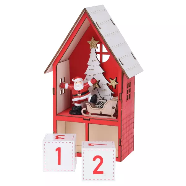 Julekalender med lys Santa Claus' hus R�d