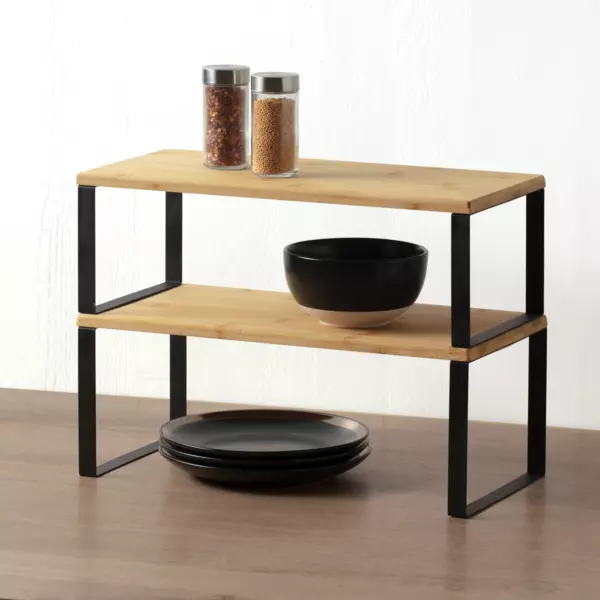 Set di 2 mensole impilabili (40x H15 cm) Black bamb� Nero