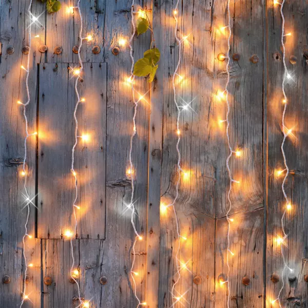 Lysgardin H2 m L2 m 96 LED Sammenkobbelbar Blinkende lys Tovejs Varmt og koldt hvid