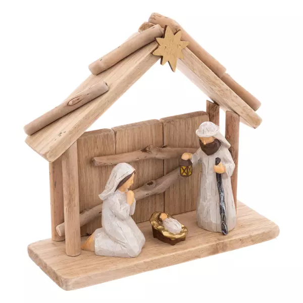 Komplet julekrybbe i tr� (H19 cm) Sainte-Lucia