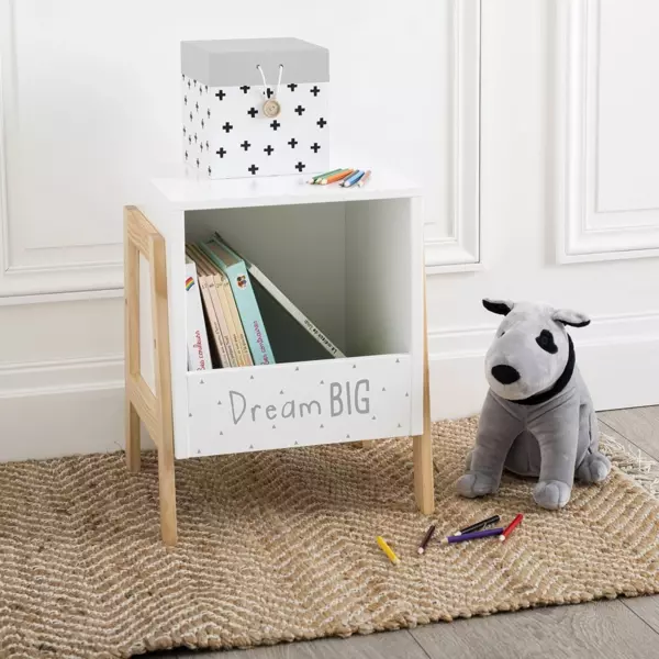 B�rneopbevaring med tr�kasser (H40 cm) Skrift Hvid
