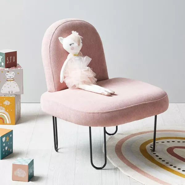 Fauteuil enfant velours (H50 cm) Augustin Rose