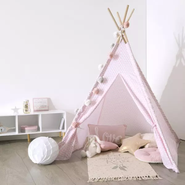 B�rnetipi i tr� og stof (H160 cm) Dameo Pink