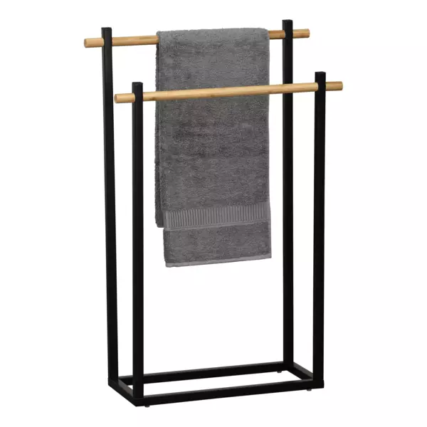 Porte serviette � poser 2 barres (H82 cm) Bambou Noir