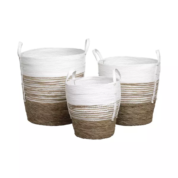 Set di 3 cestini per biancheria (47 cm) Seo Bianco