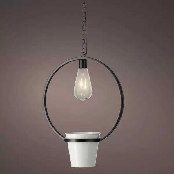 Cache-pot lumineux � suspendre (H98 cm) LED Jiny - Blanc