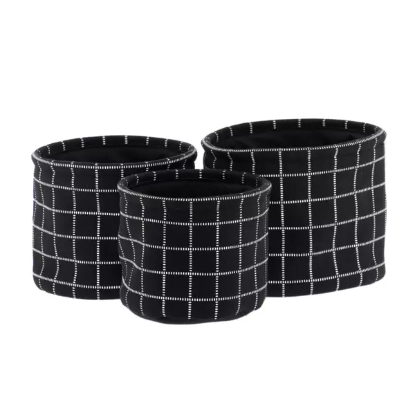 Set van 3 opbergmanden (H17 cm) Ruiten Zwart