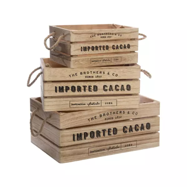 Lot de 3 caisses cagettes (H15 cm) Colonial Naturel