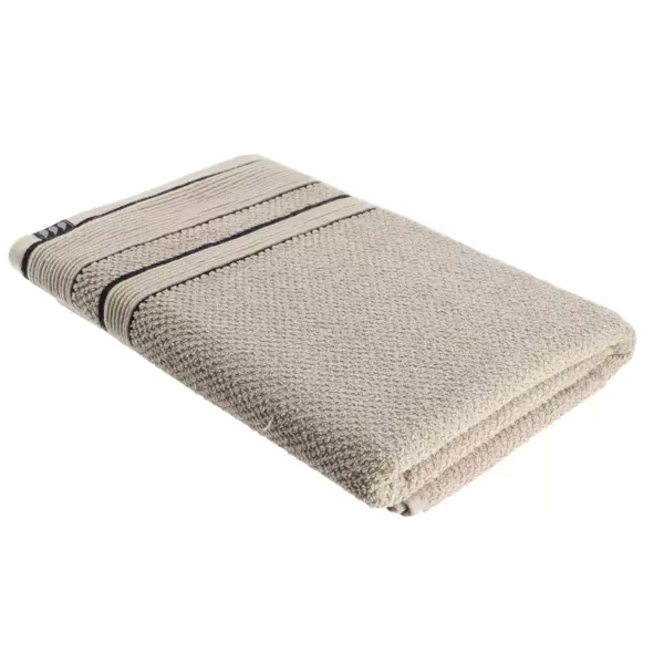 Serviette de bain coton (70 x 130 cm) Black Line Gris ficelle / noir