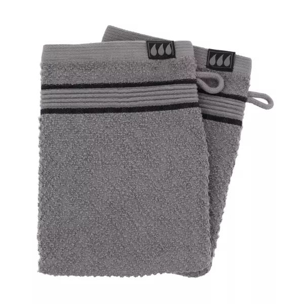 Lot de 2 gants de toilette coton (15 x 21 cm) Black Line Joia Gris / noir