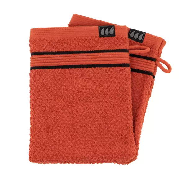 Set di due guanti in spugna di cotone Black Line Terracotta / nero