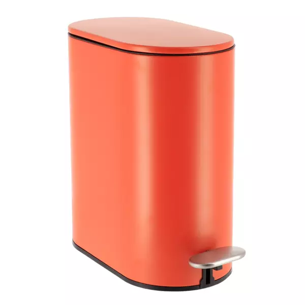 Treteimer mit Absenkautomatik Black Line Korallenrot