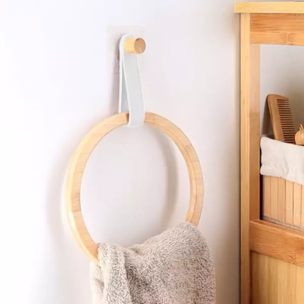 Selvklæbende håndklædeholder med afrundet design (D21 cm) Easy Chic Hvid