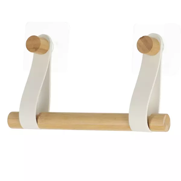 Toiletrulleholder med kl�bende Easy Chic imiteret l�der Hvid