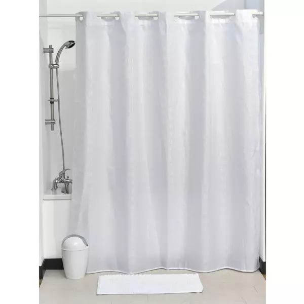 Rideau de douche avec �illets integr�s (180 x 200 cm) Carr�s Blanc