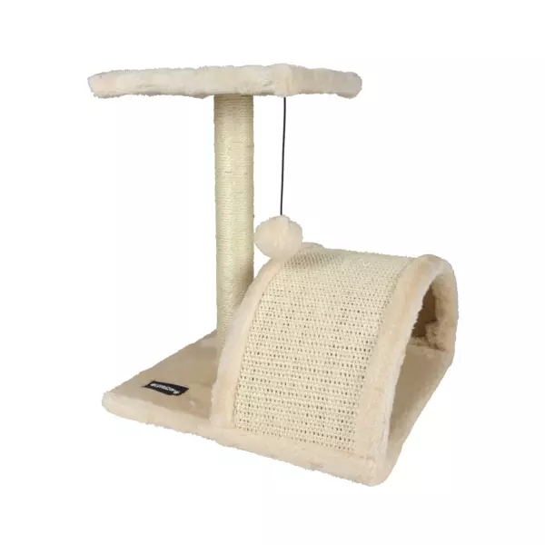 Katte tr� med leget�j og tunnel - Ecru