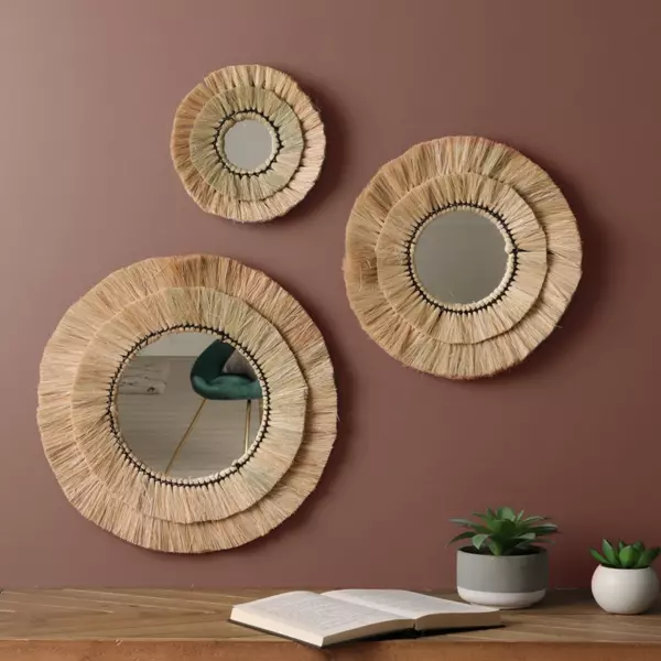 Set di 3 specchi (D20-30-40 cm) Alba Naturale