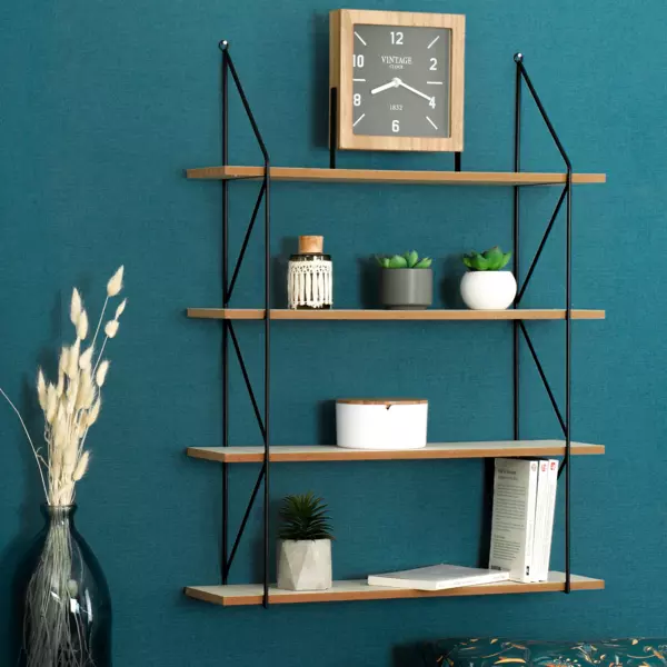 Etag�re murale 4 niveaux (60 x H80 cm) Iris Noir